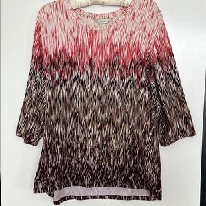 CJ Banks Graphic Pink and Purple 3/4 Sleeve Top Size 1X